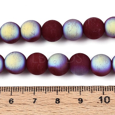 Frosted Opaque Glass Beads Strands GLAA-T032-P10mm-MBB05-1