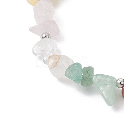 Natural & Synthetic Mixed Gemstone Chip Beaded Bracelets BJEW-JB12532-02-1