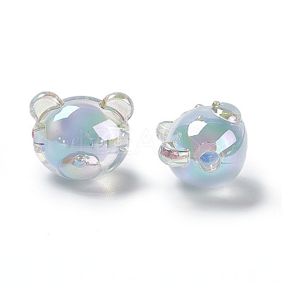UV Plating Rainbow Iridescent Acrylic Beads OACR-H015-11-1
