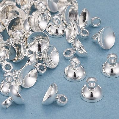 Rack Plating Brass Bead Cap Pendant Bails KK-O139-09A-S-1