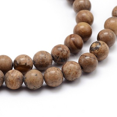 Natural Picture Jasper Round Bead Strands G-J303-08-4mm-1