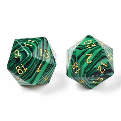 Metal Enlaced Synthetic Malachite Polyhedral Dice Set G-T122-75C-1