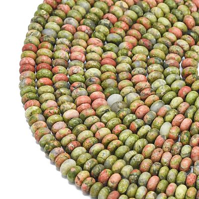 Natural Unakite Beads Strands G-P575-A12-4x2mm-01-1