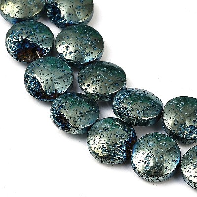Electroplated Natural Lava Rock Beads Strands G-K388-01H-1