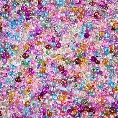 6/0 Baking Paint Transparent Fringe Glass Seed Beads SEED-N006-06-1