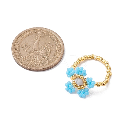 Round Seed Beads with Gemstone Beads Rings RJEW-MZ00015-04-1