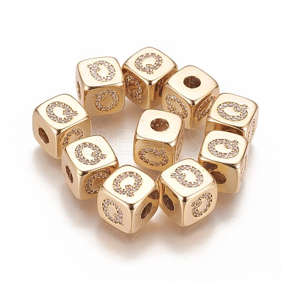 Brass Micro Pave Cubic Zirconia Beads KK-K238-16G-Q-1