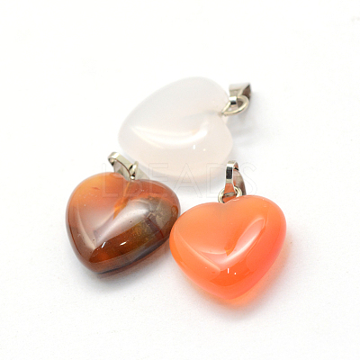 Heart Dyed Natural Agate Pendants G-Q371-01-1