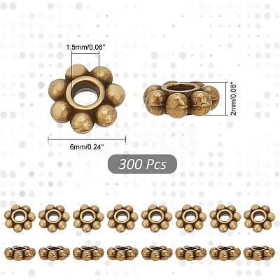 300Pcs Tibetan Style Alloy Beads Daisy Spacer Beads TIBEB-PH0005-05AB-1