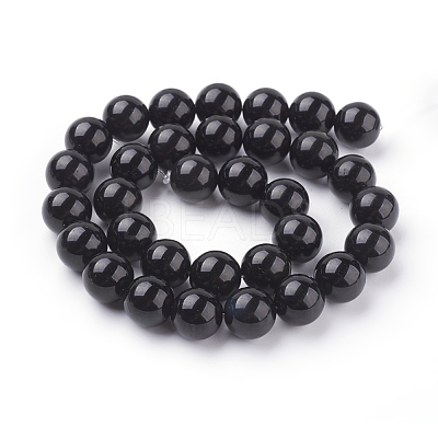 Natural Obsidian Beads Strands G-G099-12mm-24-1