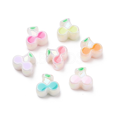 UV Plating Rainbow Iridescent Acrylic European Beads SACR-E009-42-1