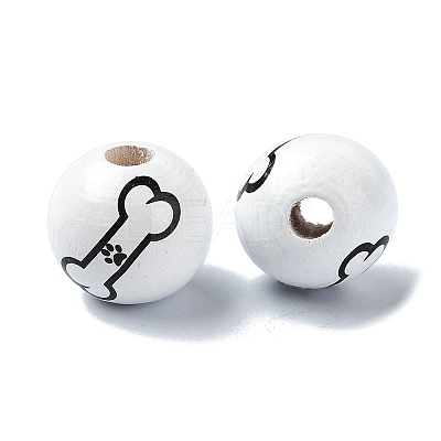 Pet Theme Wood Large Hole European Beads WOOD-D027-03C-1