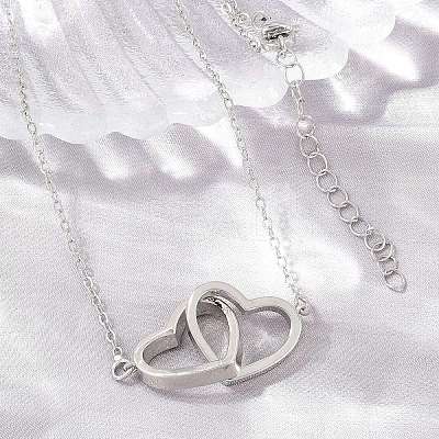 Brass Couple Heart Pendant Necklaces KK-CBA4547-07P-1