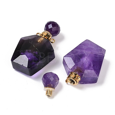 Natural Mixed Stone Openable Perfume Bottle Pendants G-I381-02G-1