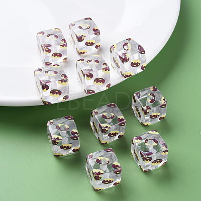 Transparent Printed Acrylic Beads MACR-S374-09A-01-1