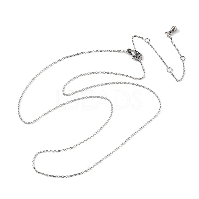 1MM 304 Stainless Steel Cable Chain Necklaces NJEW-T016-15P-1