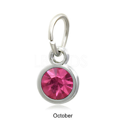Platinum Plated Alloy Glass Rhinestone Charms PALLOY-TAC0016-B10-P-1