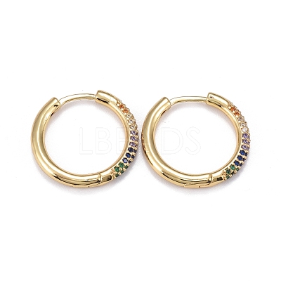 Brass Micro Pave Cubic Zirconia Huggie Hoop Earrings EJEW-K083-36G-A-1