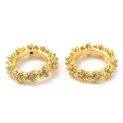 Rack Plating Brass Micro Pave Cubic Zirconia Beads KK-A186-01A-G-1