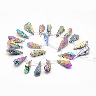 Electroplated Natural Quartz Crystal Beads Strands G-G890-A-07-1