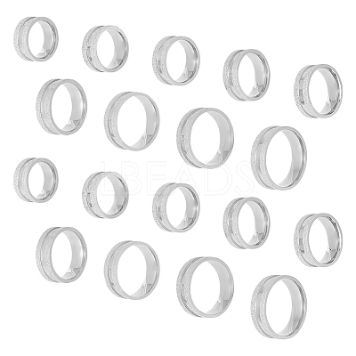 18Pcs 9 Size 201 Stainless Steel Grooved Finger Ring for Men Women STAS-UN0045-60A-P-1