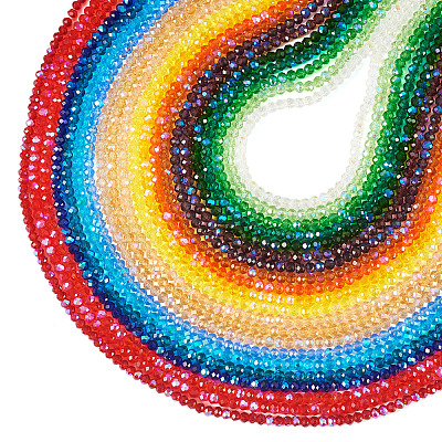 21 Strands 21 Colors Electroplate Glass Beads Strands EGLA-TA0003-07-1