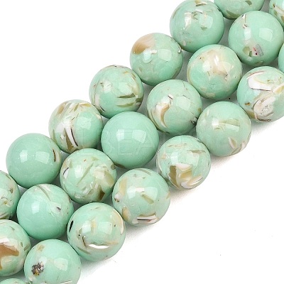 Synthetic Turquoise and Sea Shell Assembled Graduated Beads Strands GG-CBA2AE1-A07-C-1