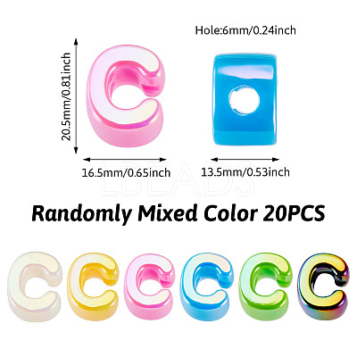 20Pcs UV Plating Opaque Acrylic European Beads OACR-TADJ0001-16C-1