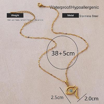 Vintage 304 Stainless Steel Glass Eye of Ra Pendant Necklaces for Women LS-EQ3909-1