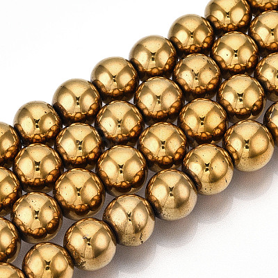 Non-magnetic Synthetic Hematite Beads Strands X-G-S096-12mm-2-1