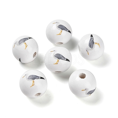 Natural Wood European Beads WOOD-S059-01A-1