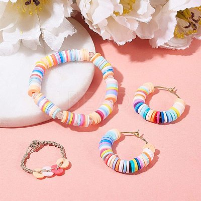 Flat Round Handmade Polymer Clay Bead Spacers CLAY-R067-4.0mm-26-1