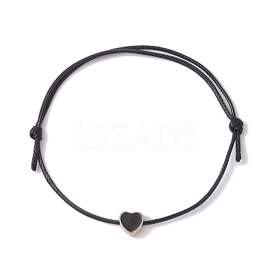 Alloy Enamel Heart Braided Bead Bracelet BJEW-JB09739-02-1
