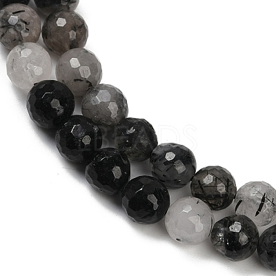 Natural Black Rutilated Quartz Beads Strands G-R447-8mm-03-01-1