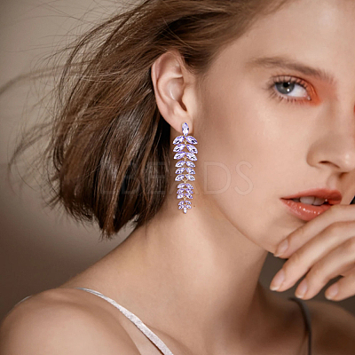 3 Pairs 3 Colors Rhinestone Leaf Cluster Earrings EJEW-FI0002-70-1