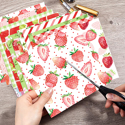 24 Sheets 12 Styles Strawberry Scrapbook Paper Pads DIY-WH0304-989F-1