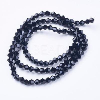 Black Glass Bicone Beads Strands X-GLAA-S026-10-1