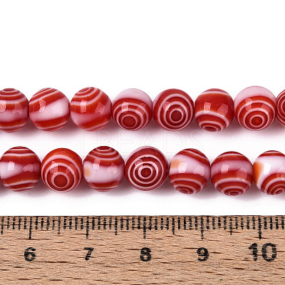 Handmade Millefiori Glass Round Beads Strands LK-R004-93G-1
