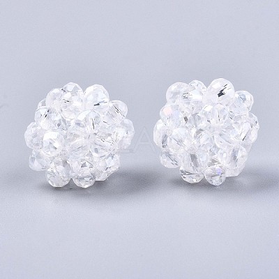 Transparent Electroplate Glass Round Woven Beads GLAA-T024-01C-B05-1