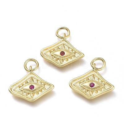 Brass Micro Pave Cubic Zirconia Pendants KK-P188-C06-G-1