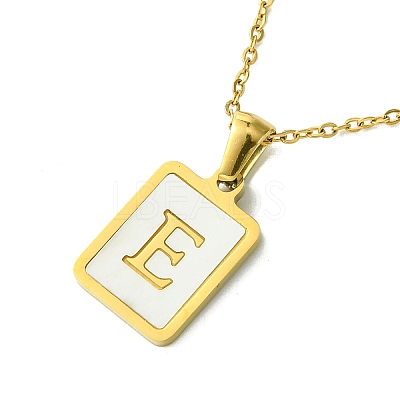 Ion Plating(IP) Rectangle with Initial Letter 304 Stainless Steel Pendant Necklace NJEW-R265-04G-E-1