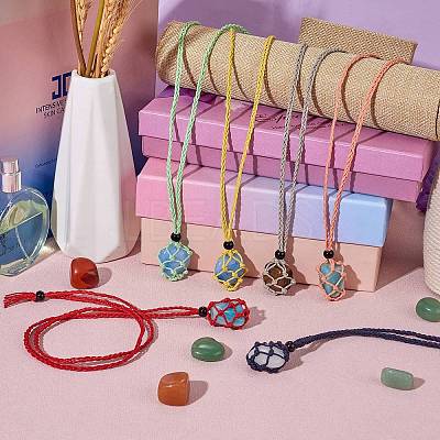 Braided Waxed Cotton Thread Cords Macrame Pouch Necklace Making AJEW-SW00022-13-1