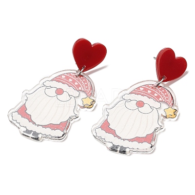 Christmas Acrylic Dangle Stud Earrings with 304 Stainless Steel Pin for Women EJEW-D060-01B-1