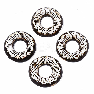 Vintage Floral Donut Porcelain Big Pendants PORC-T006-28-1