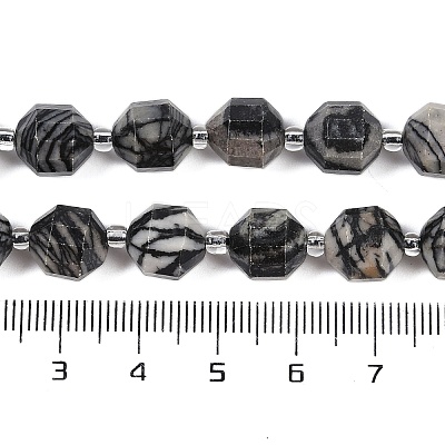Natural Black Netstone Beads Strands G-O201B-143G-1