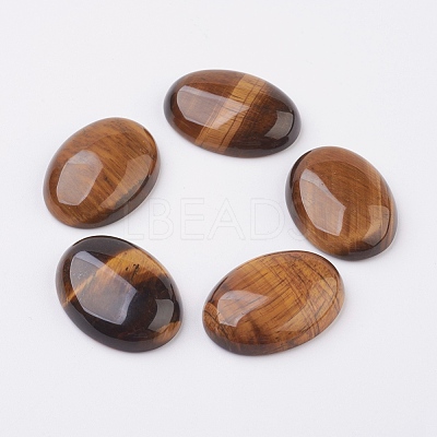 Natural Tiger Eye Flat Back Cabochons X-G-G741-25x35mm-01-1
