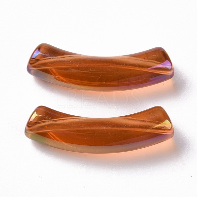 UV Plating Transparent Rainbow Iridescent Acrylic Beads X-OACR-A016-01-1