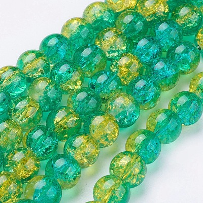 Spray Painted Crackle Glass Beads Strands CCG-Q002-10mm-07-1