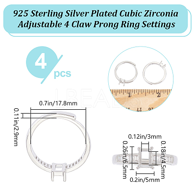 4Pcs Adjustable Brass Pad Ring Settings KK-BBC0011-83-1