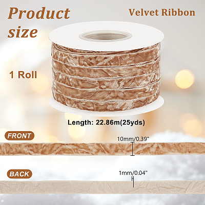 25 Yards Single Face Crushed Velvet Ribbon OCOR-WH0085-32A-1
